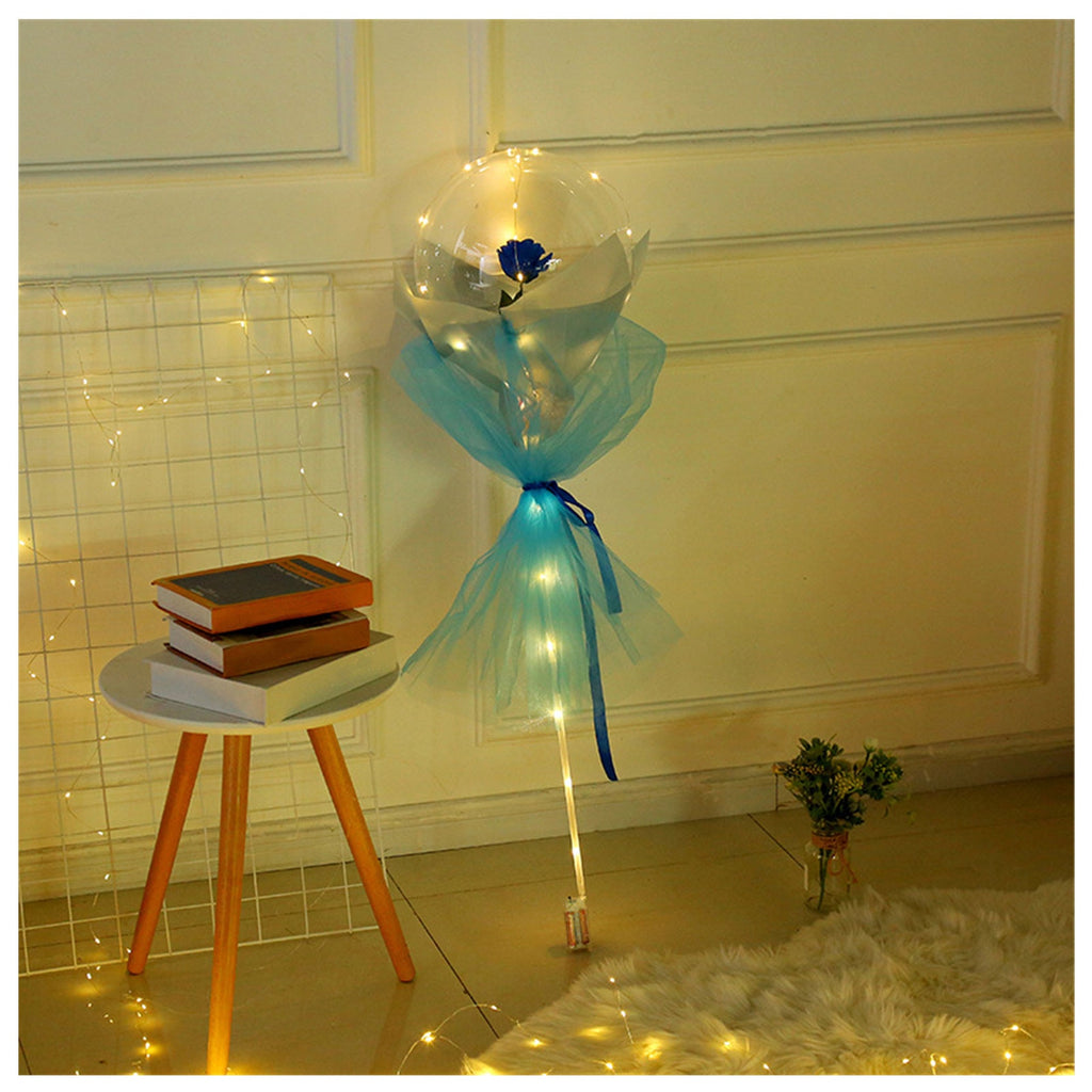 Transparent LED Light-Up Balloon with Rose