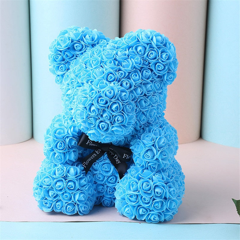 Artificial Foam Rose Teddy Bear - 25cm