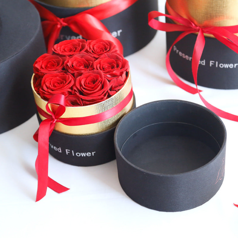 Luxury Eternal Red Roses in Round Gift Box