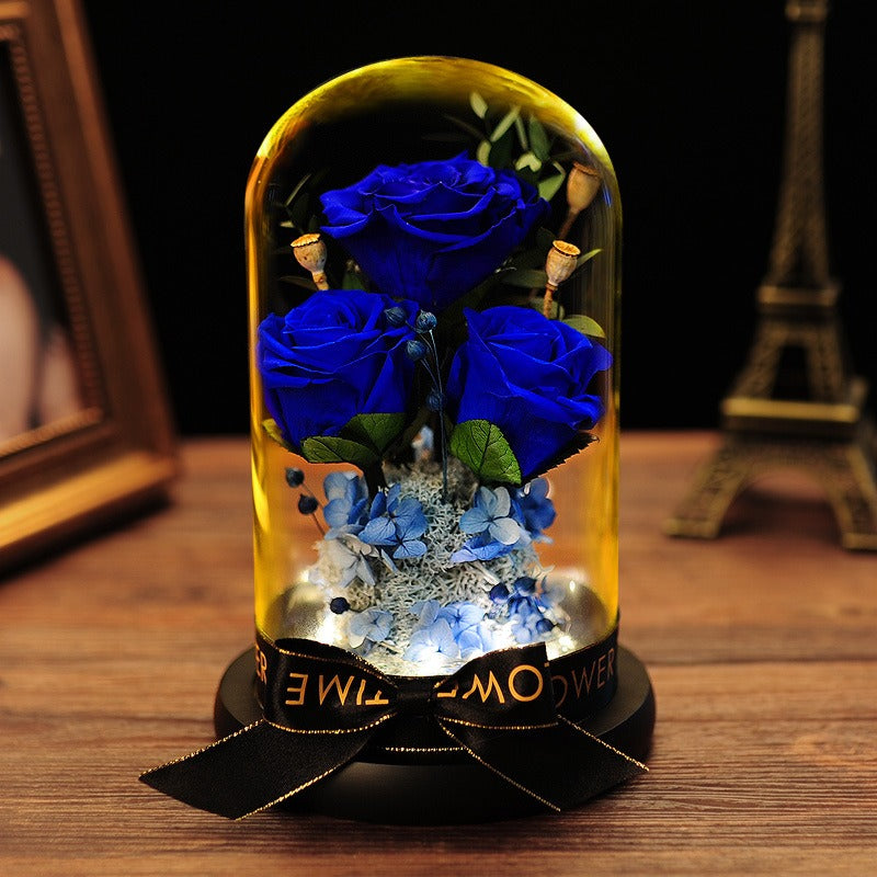 Preserved Forever Rose Glass Dome Centerpiece