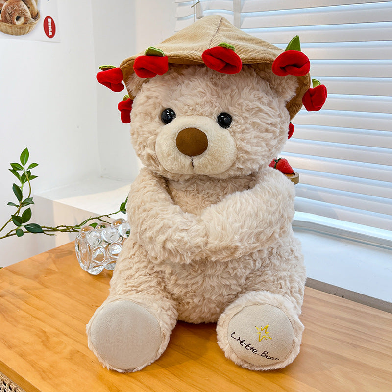 Cute Stuffed Bear Holding Roses Gift Toy