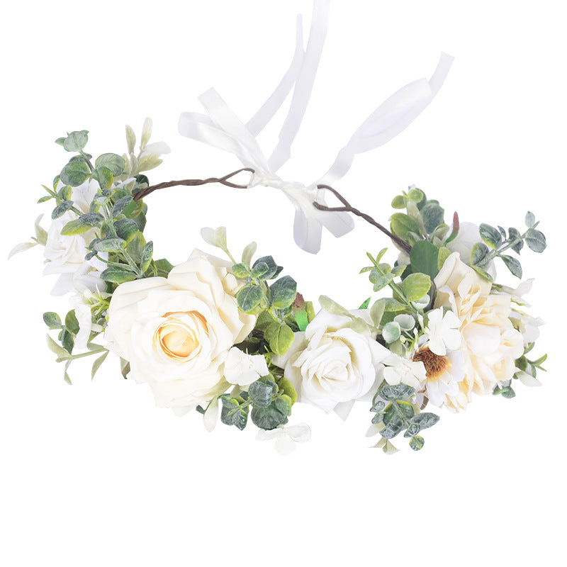 Artificial Rose Floral Crown - Adjustable Wreath