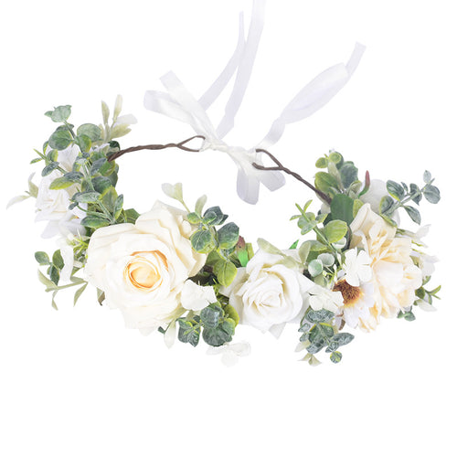 Artificial Rose Floral Crown - Adjustable Wreath