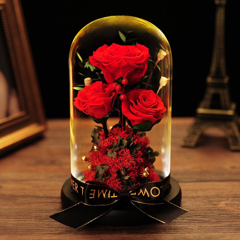 Preserved Forever Rose Glass Dome Centerpiece