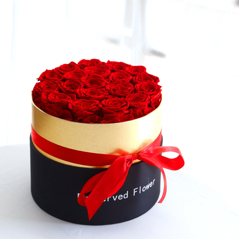 Luxury Eternal Red Roses in Round Gift Box