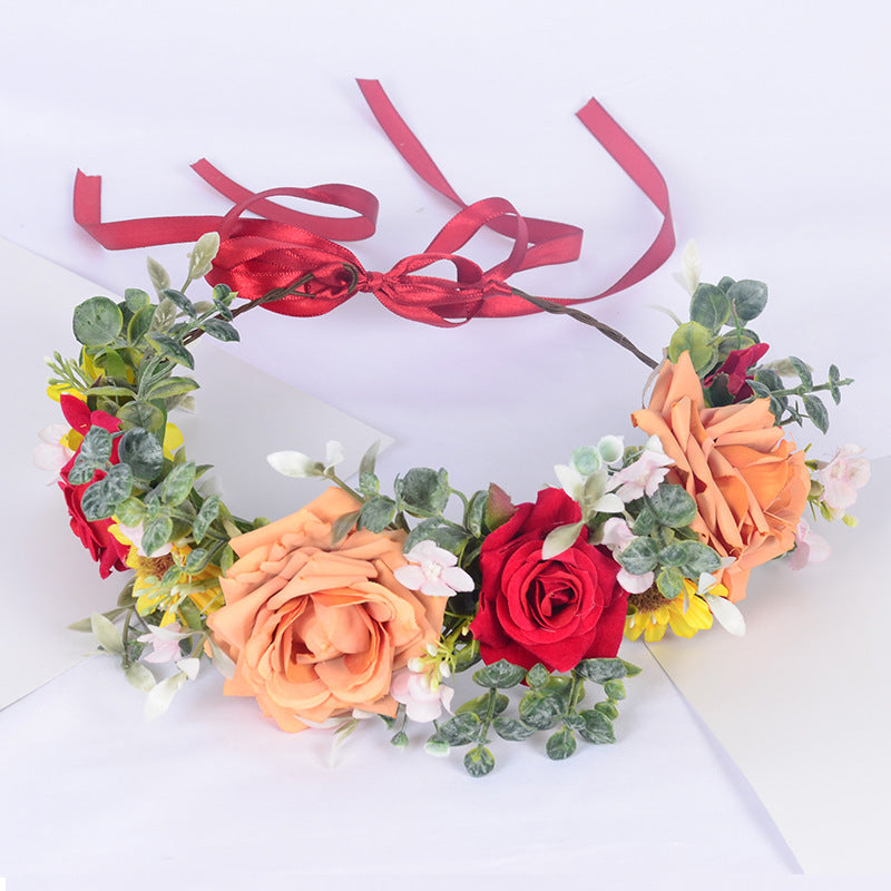 Artificial Rose Floral Crown - Adjustable Wreath