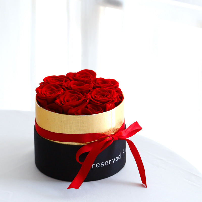 Luxury Eternal Red Roses in Round Gift Box