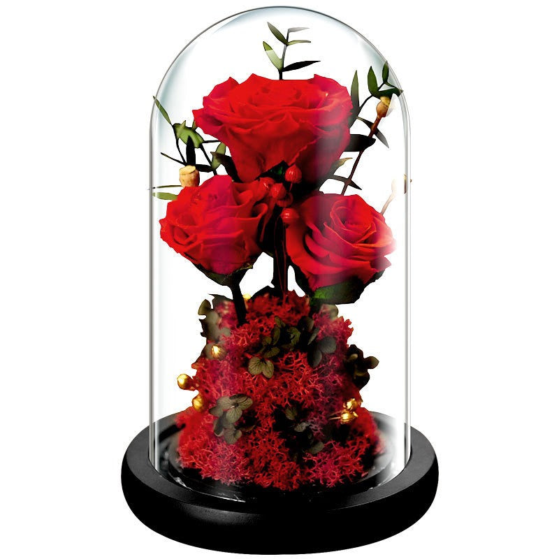 Preserved Forever Rose Glass Dome Centerpiece