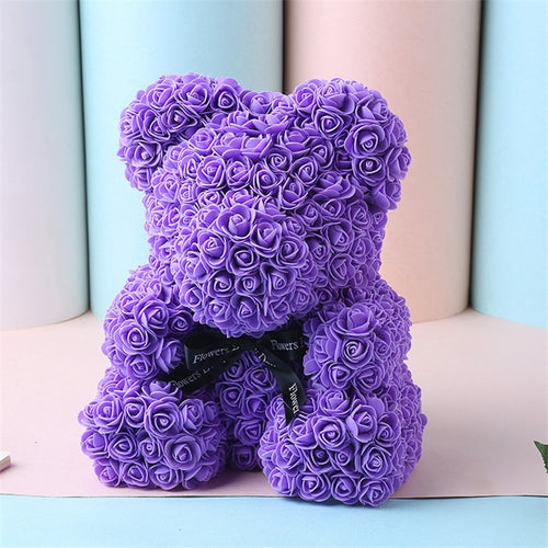 Artificial Foam Rose Teddy Bear - 25cm