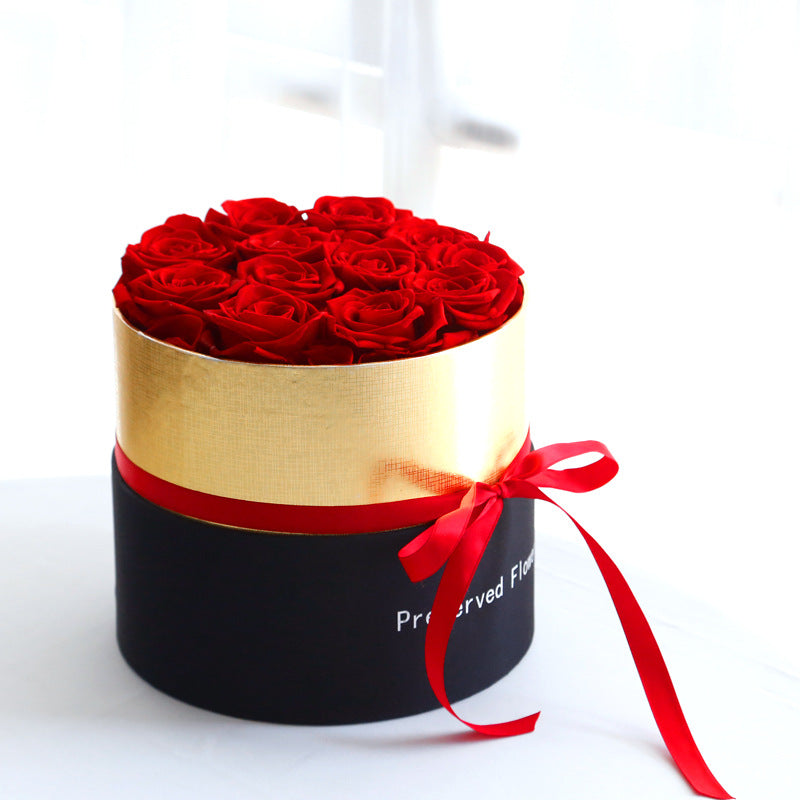 Luxury Eternal Red Roses in Round Gift Box