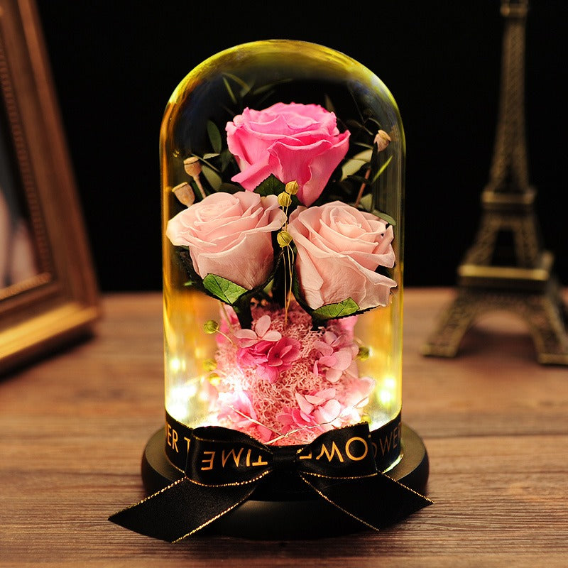 Preserved Forever Rose Glass Dome Centerpiece