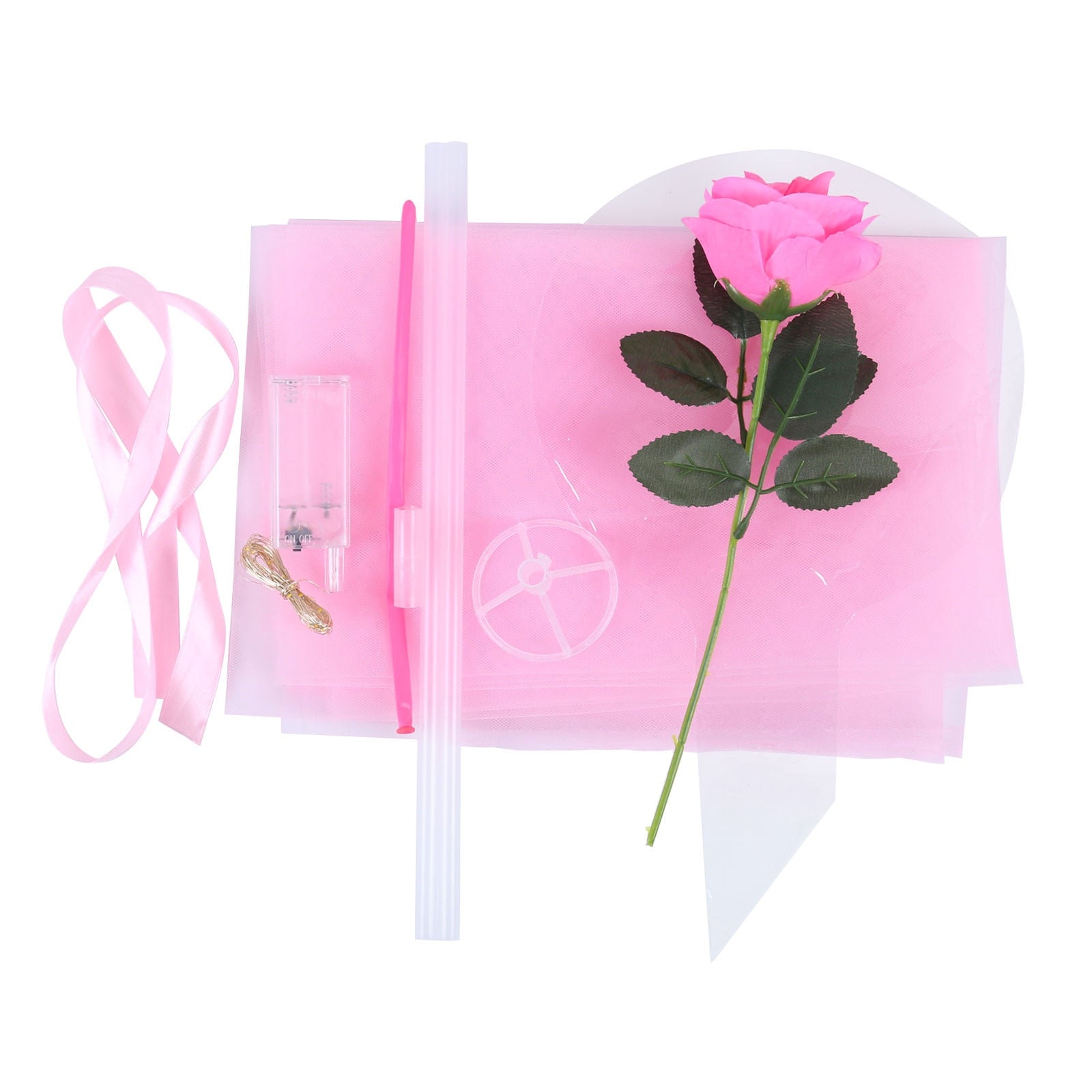 Transparent LED Light-Up Balloon with Rose